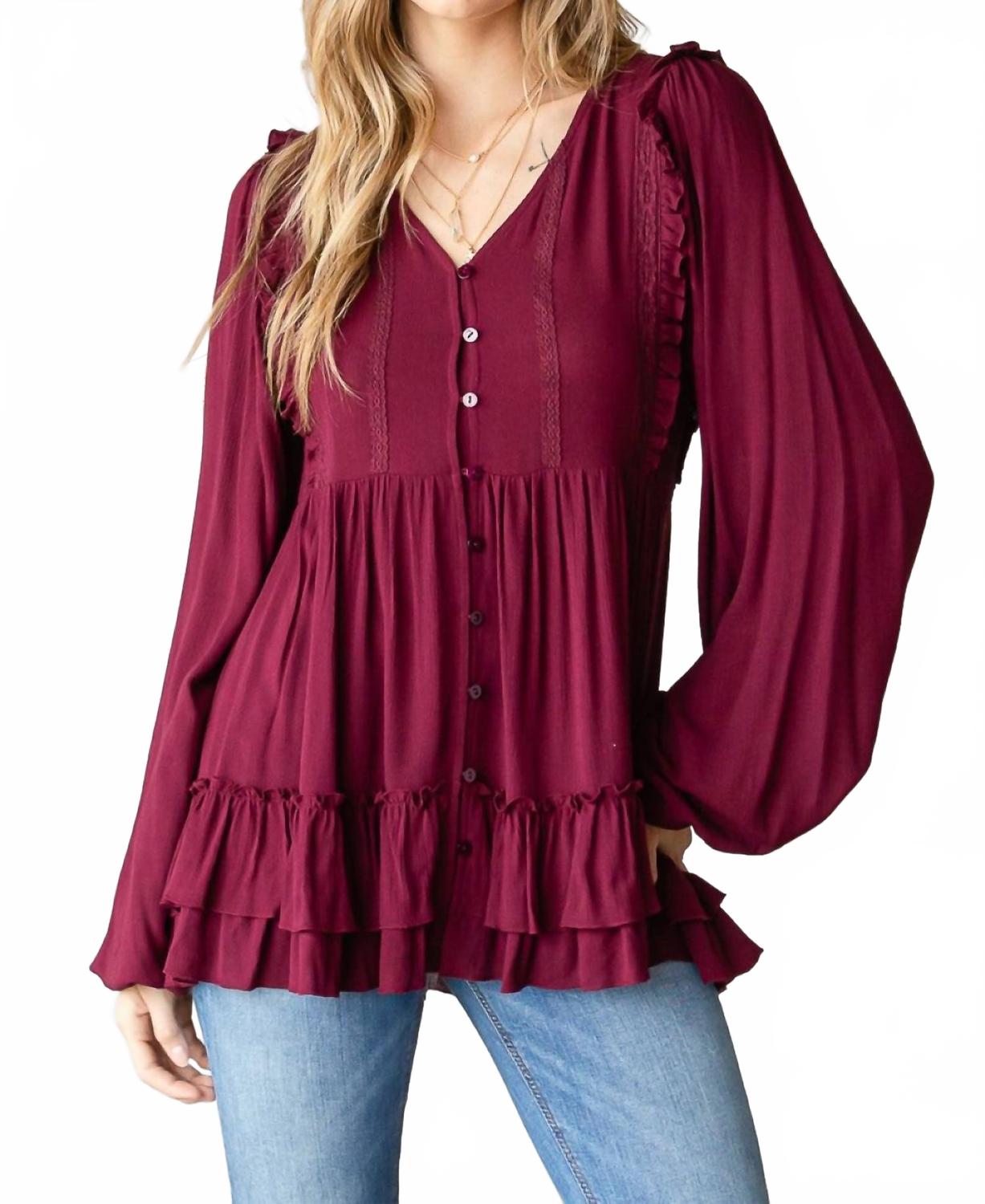 

Романтическая блузка для отдыха в бордовом цвете Heyson, бургундия
