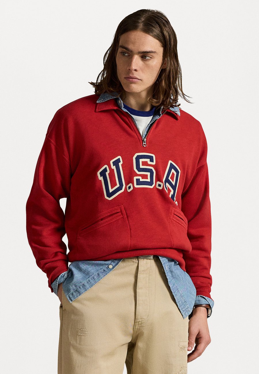 

Толстовка Polo Ralph Lauren VINTAGE FIT USA COLLARED SWEATSHIRT, Red/Black