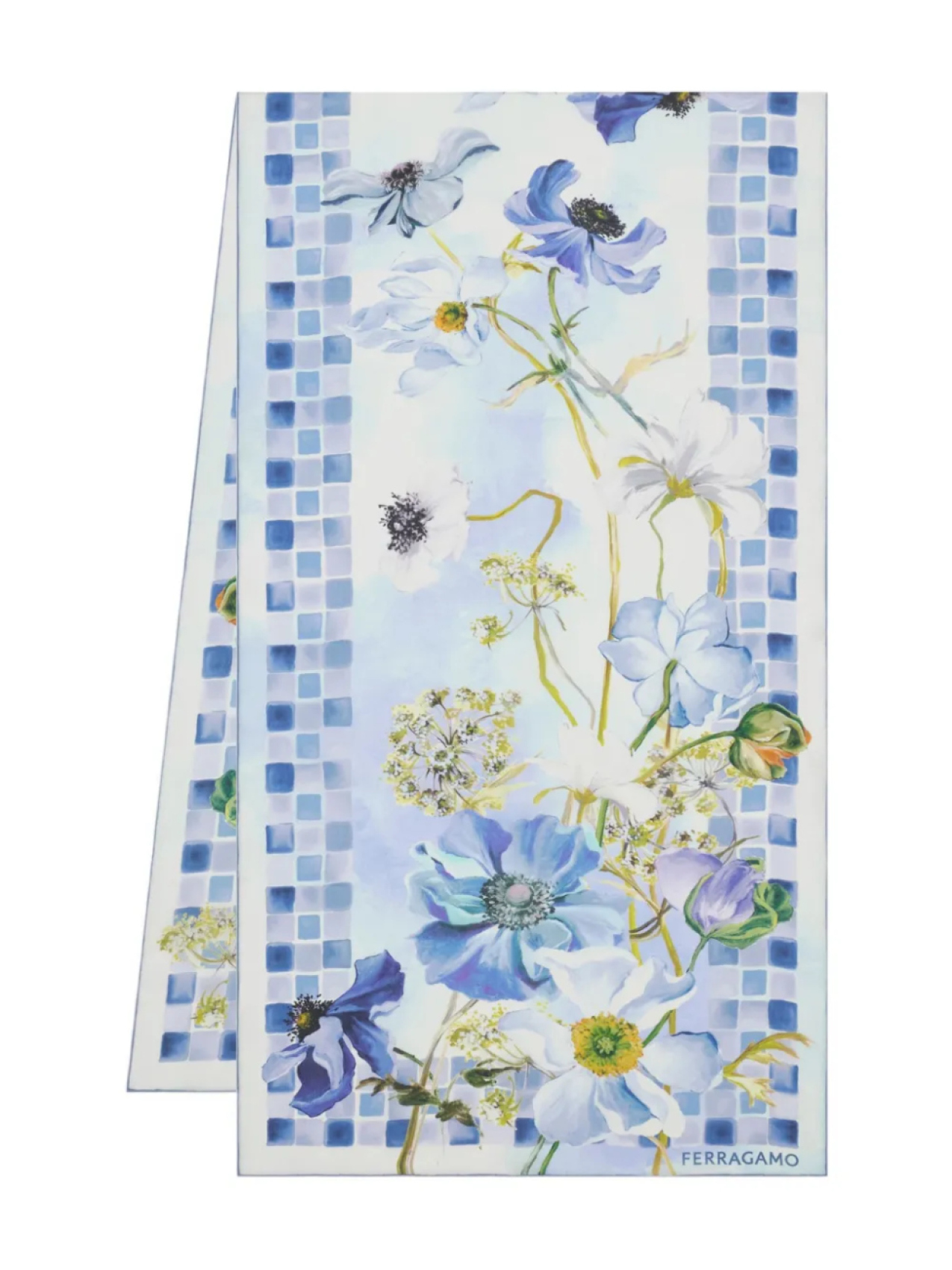 

Ferragamo шелковый платок с принтом Fiori, синий