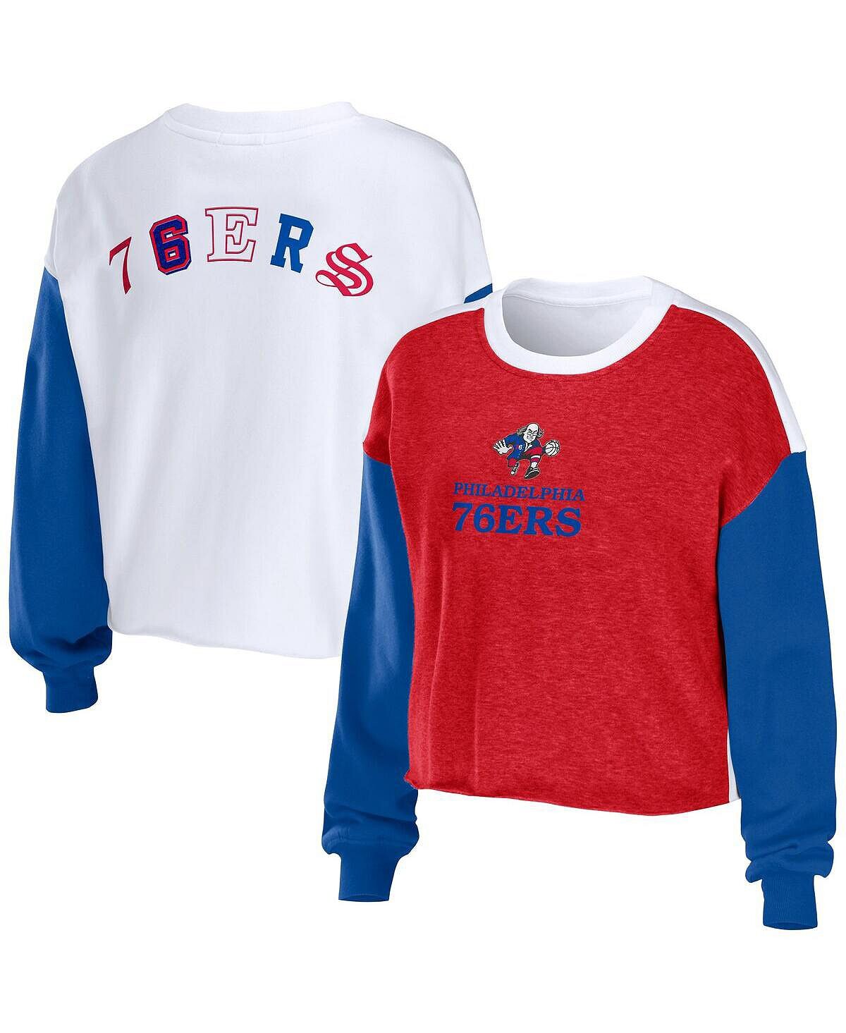 

Женский укороченный пуловер с надписью Heather Red Philadelphia 76ers WEAR by Erin Andrews