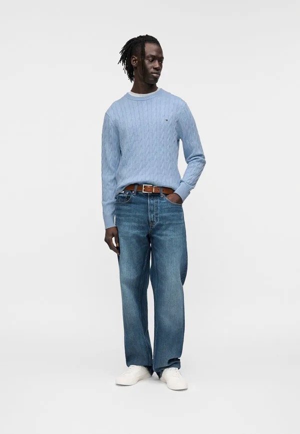 Свитер с вышивкой флага и косами Tommy Hilfiger, Vessel Blue Heather — фото 2