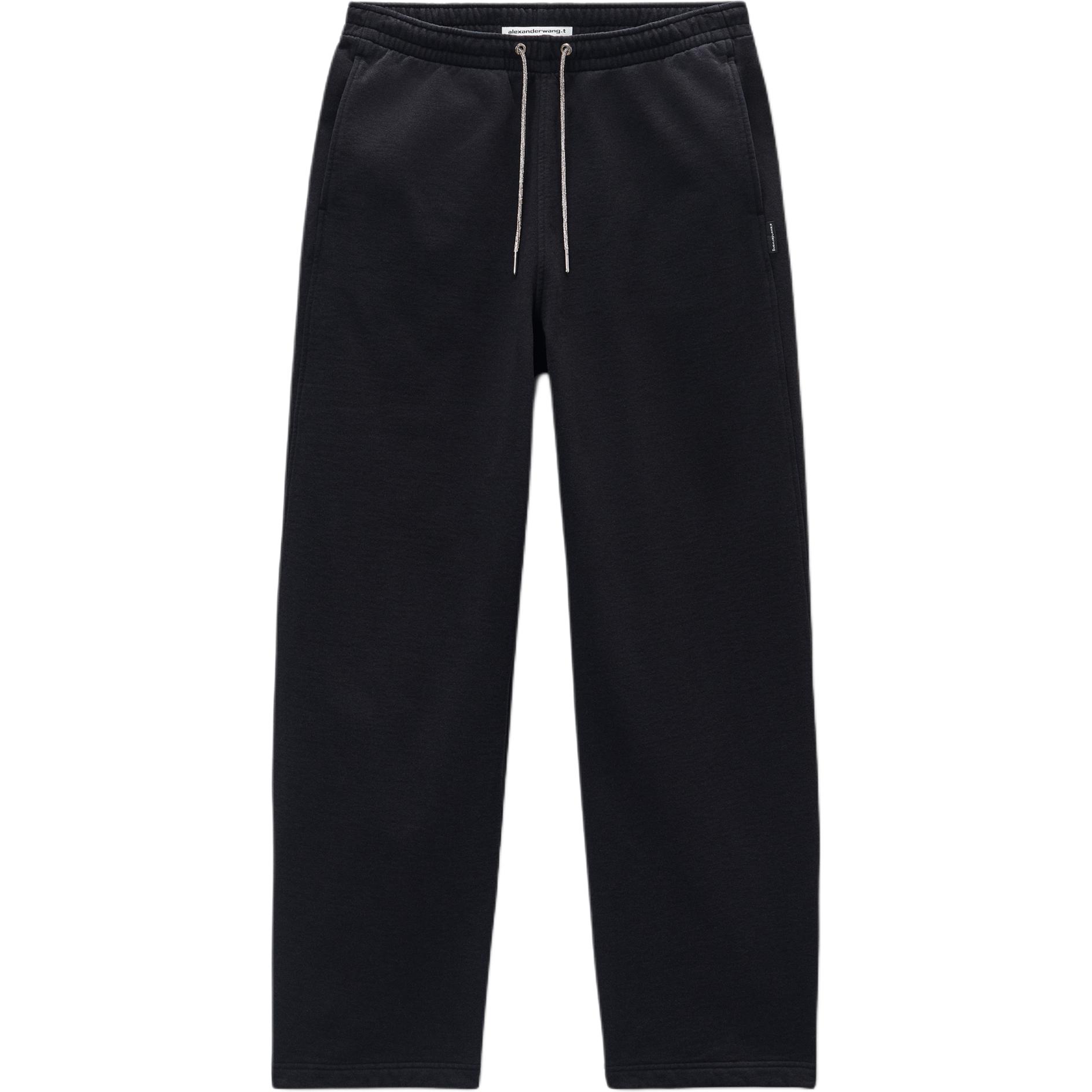 

Хлопковые спортивные брюки со шнурком и стразами Alexander Wang, черный