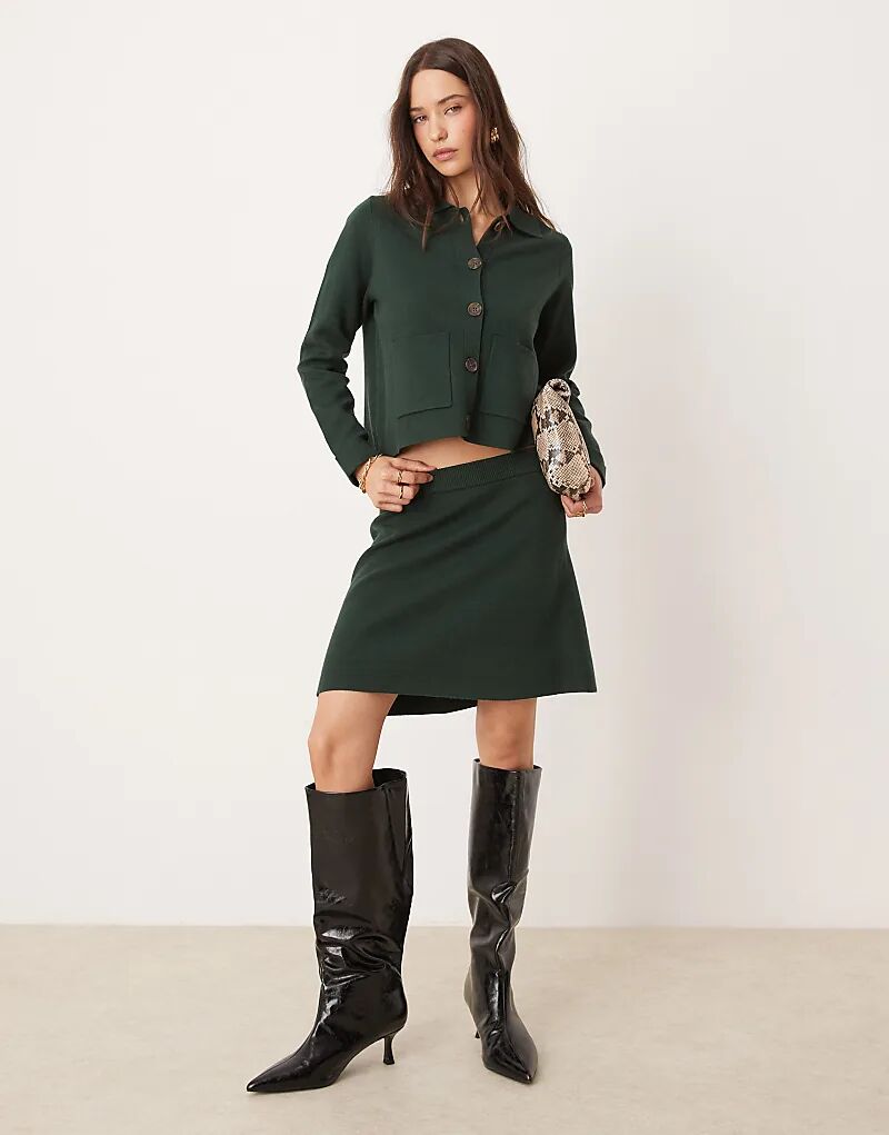 

Кардиган с воротником-стойкой Nobody's Child темно-зеленого цвета