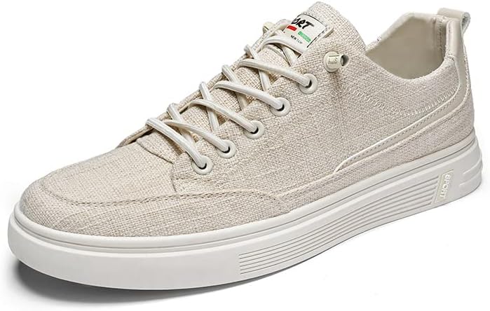 

Мужские повседневные кеды из холщовой ткани, низкие кроссовки на шнуровке, прогулочные кроссовки для мужчин, подходят для улицы или вождения, всесезонные кроссовки для скейтборда Hhhchpm, бежевый