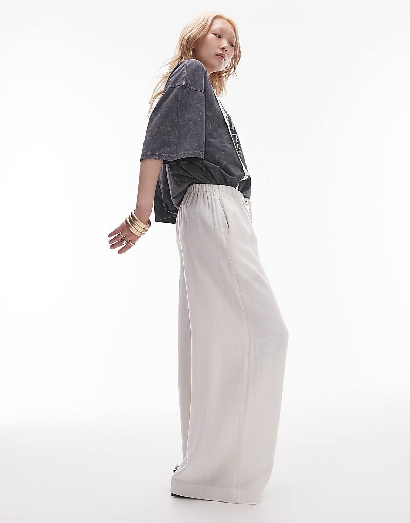 

Белые льняные брюки Topshop Petite на кулиске
