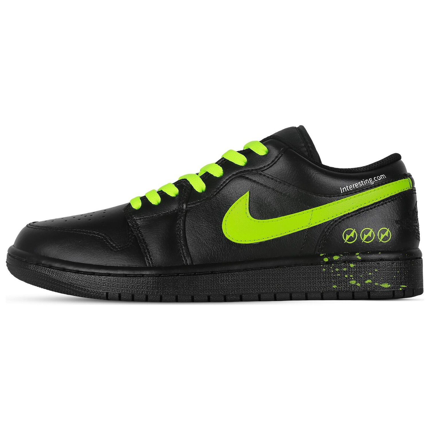 

Кроссовки Air Jordan 1 Vintage Basketball Shoes Men Low-top Black/Green, черный/зеленый