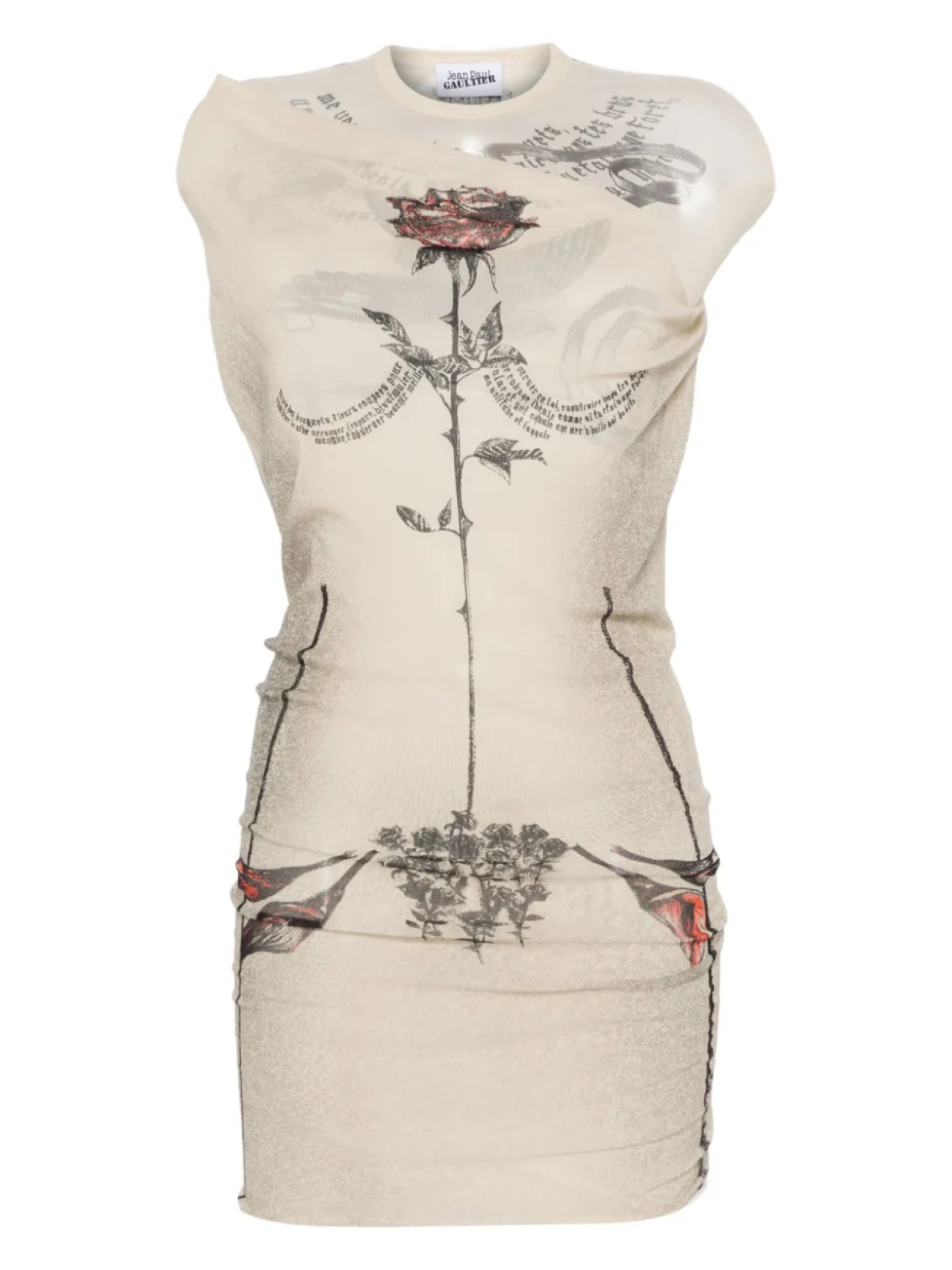 

Мини-платье Tattoo Rose and Bird Jean Paul Gaultier, нейтральный