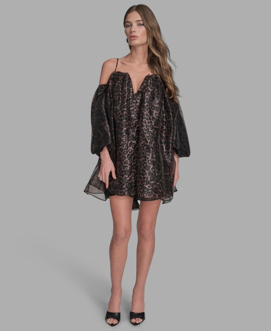 

Женское короткое платье с анималистическим принтом и вырезом сердечко BCBG, Black