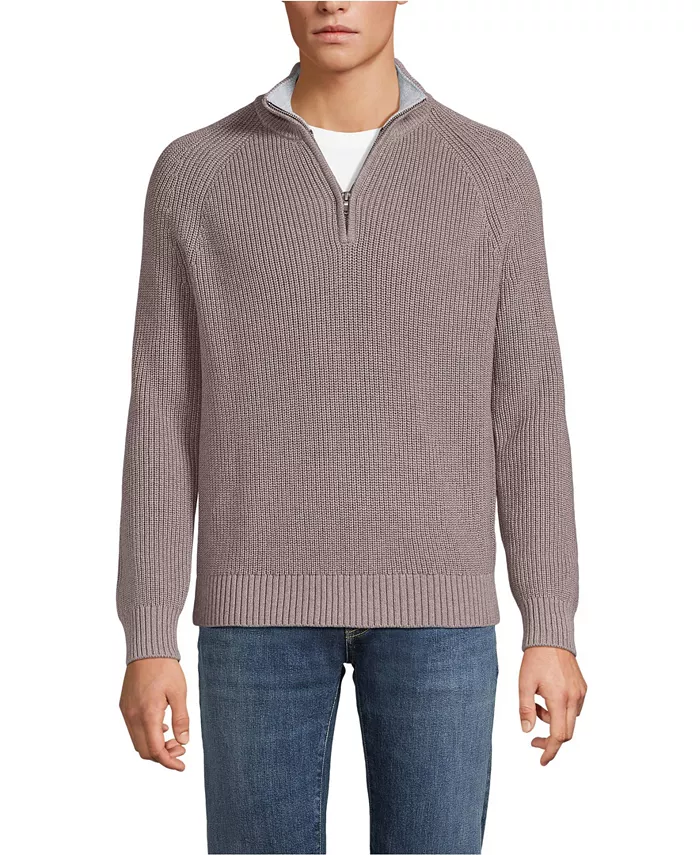 

Мужской свитер Drifter Quarter Zip Lands' End, коричневый