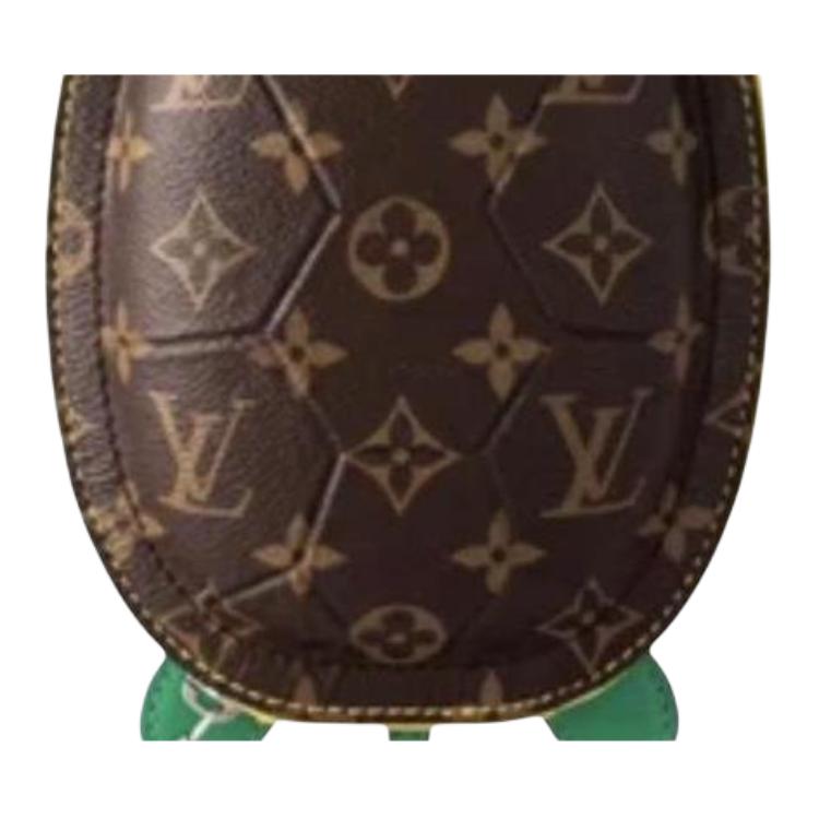 LOUIS VUITTON Кожаный наплечный рюкзак мини мужской зеленый и коричневый — фото 4