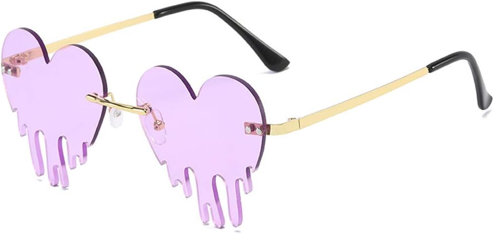 

Солнцезащитные очки LASPOR Melting Heart для женщин и мужчин, без оправы, с эффектом «каплевидного» сердца, золотистая металлическая оправа, каплевидная форма, Purple Heart
