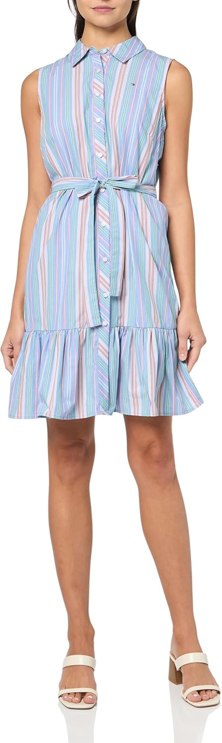 

Женское платье-рубашка без рукавов с оборками от Tommy Hilfiger, French Blue Multi