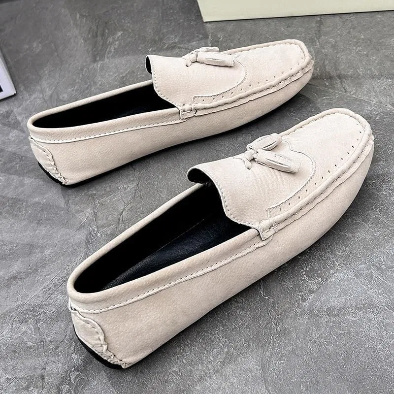 Лоферы замшевые белые, Square Toe Wingtips, бренд не указан, белый SayfuR — фото 3
