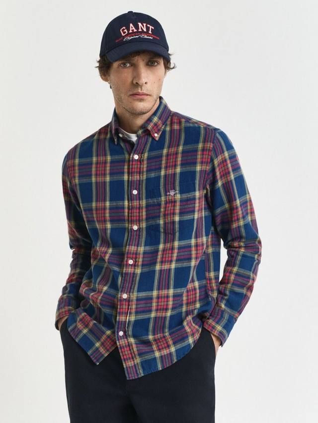 

Хлопковая рубашка Regular Fit в клетку GANT, Indigo