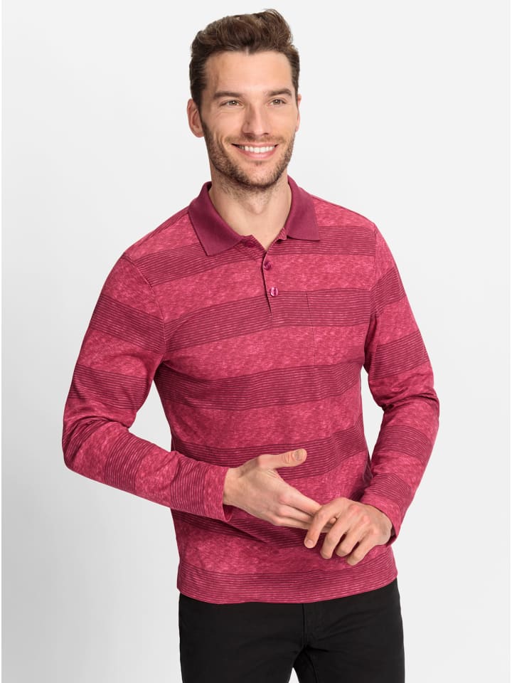 

Рубашка-поло с длинными рукавами бордово-вишневого цвета WITT WEIDEN, Красный, Рубашка-поло с длинными рукавами бордово-вишневого цвета WITT WEIDEN