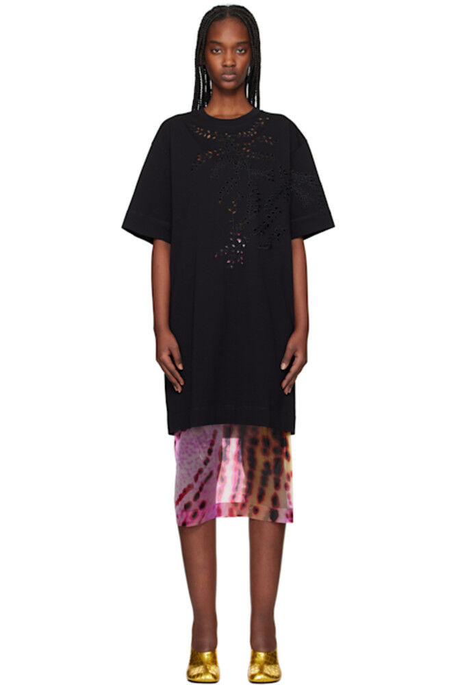 

Черное вышитое мини-платье Dries Van Noten