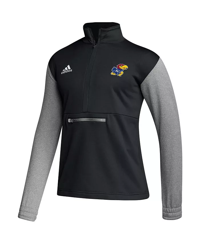 Мужская черная футболка Kansas Jayhawks Sideline AEROREADY с полумолнией adidas — фото 2