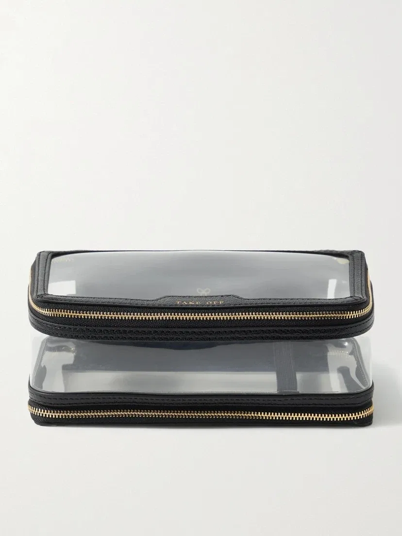 Косметичка In-Flight из ПВХ с отделкой из кожи Anya Hindmarch, прозрачный