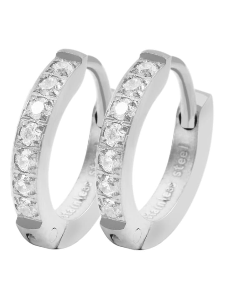 

Adeliás Женские серьги - серьги-кольца на шарнирах из нержавеющей стали со стразами серебристого цвета