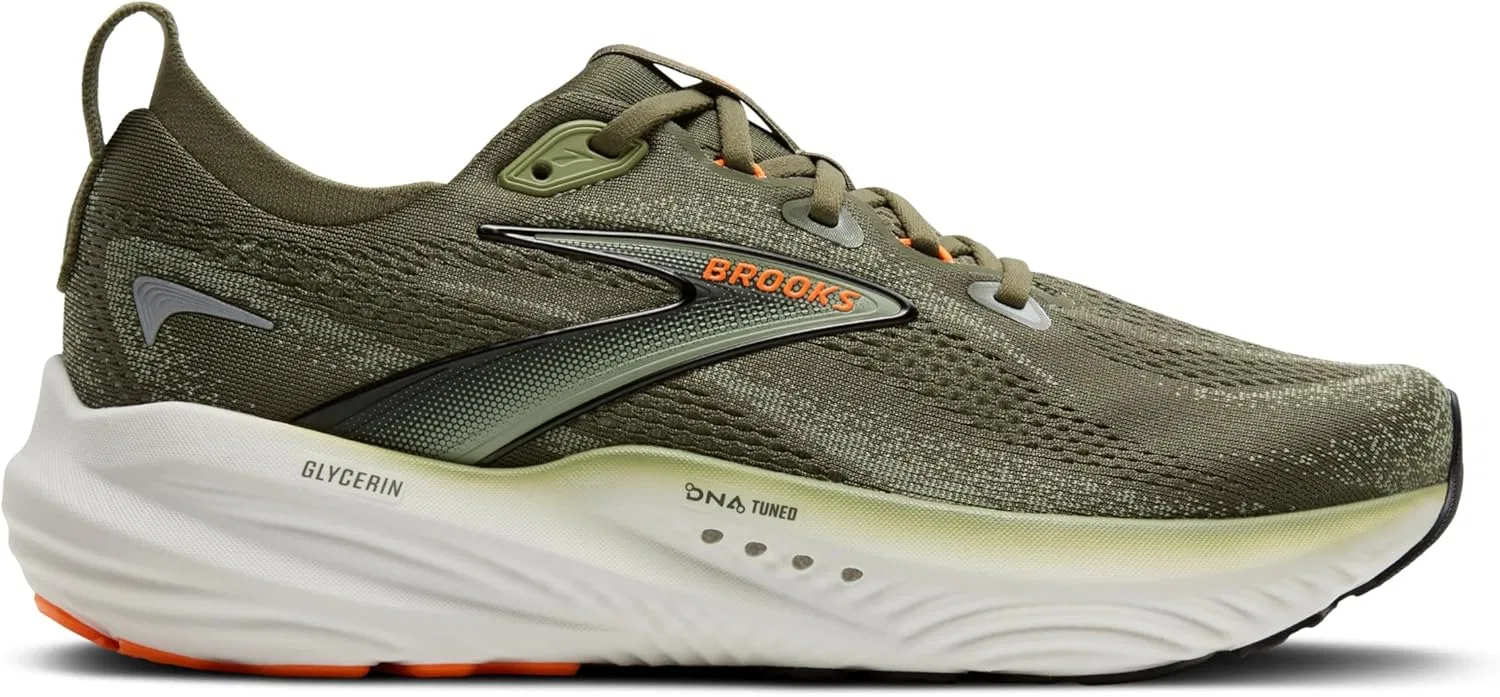 Мужские беговые кроссовки Brooks Glycerin 22 нейтрального цвета, Dusty Olive Tea Orange — фото 2