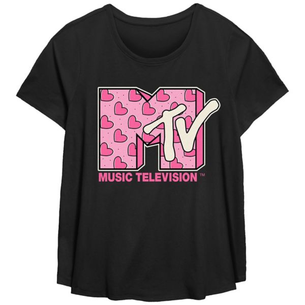 

Футболка большого размера с принтом логотипа MTV Heart Licensed Character, черный