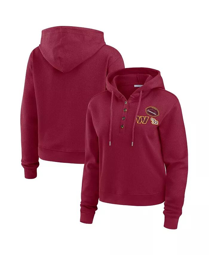 

Женский бордовый пуловер с капюшоном Washington Commanders Waffle WEAR by Erin Andrews