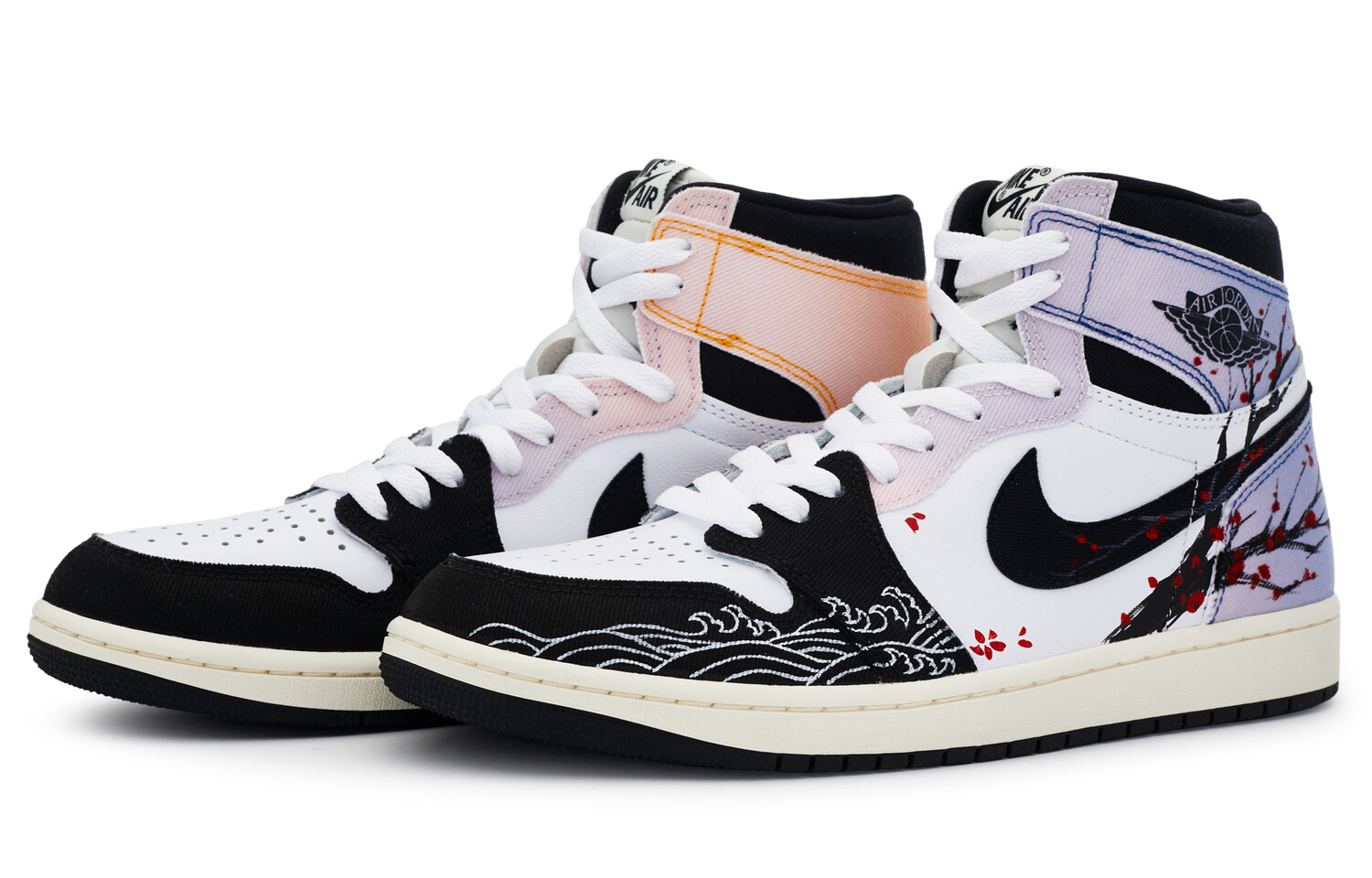 Jordan Air Jordan 1 винтажные баскетбольные кроссовки мужские, Black, white, orange, purple — фото 4
