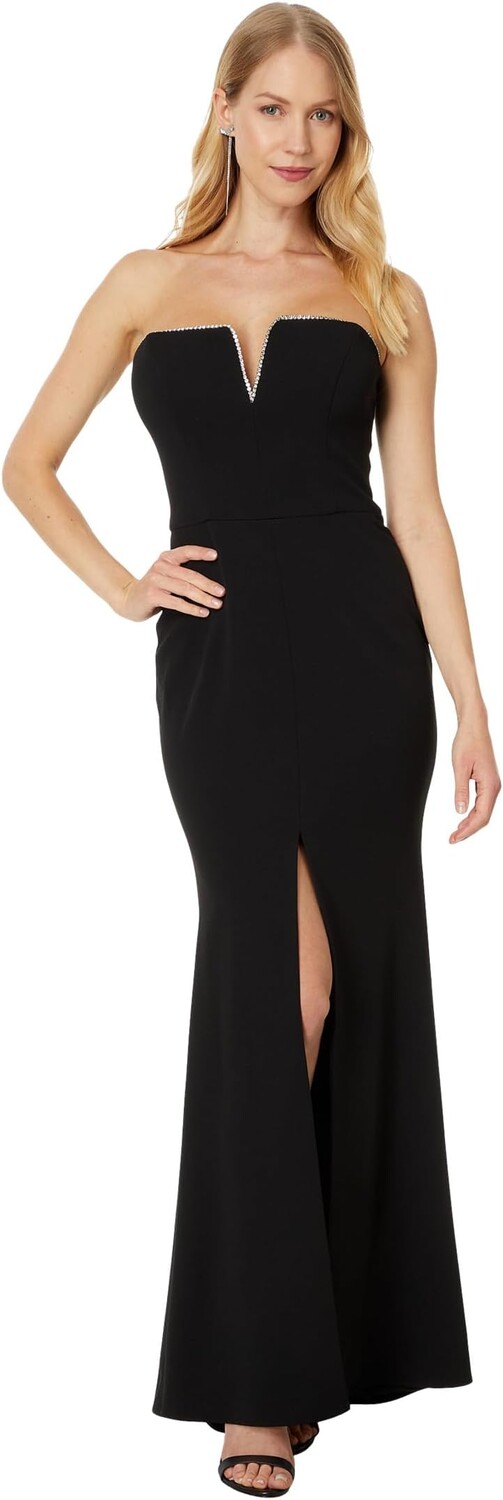 

Платье Betsy & Adam Long Strapless V-Neck Split, черный