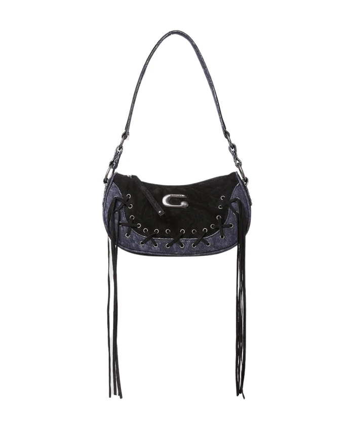 

Джинсовая сумка через плечо с бахромой Guess, черный