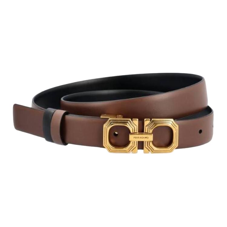 

Ferragamo Ремень с пряжкой Gancini двусторонний, Brown