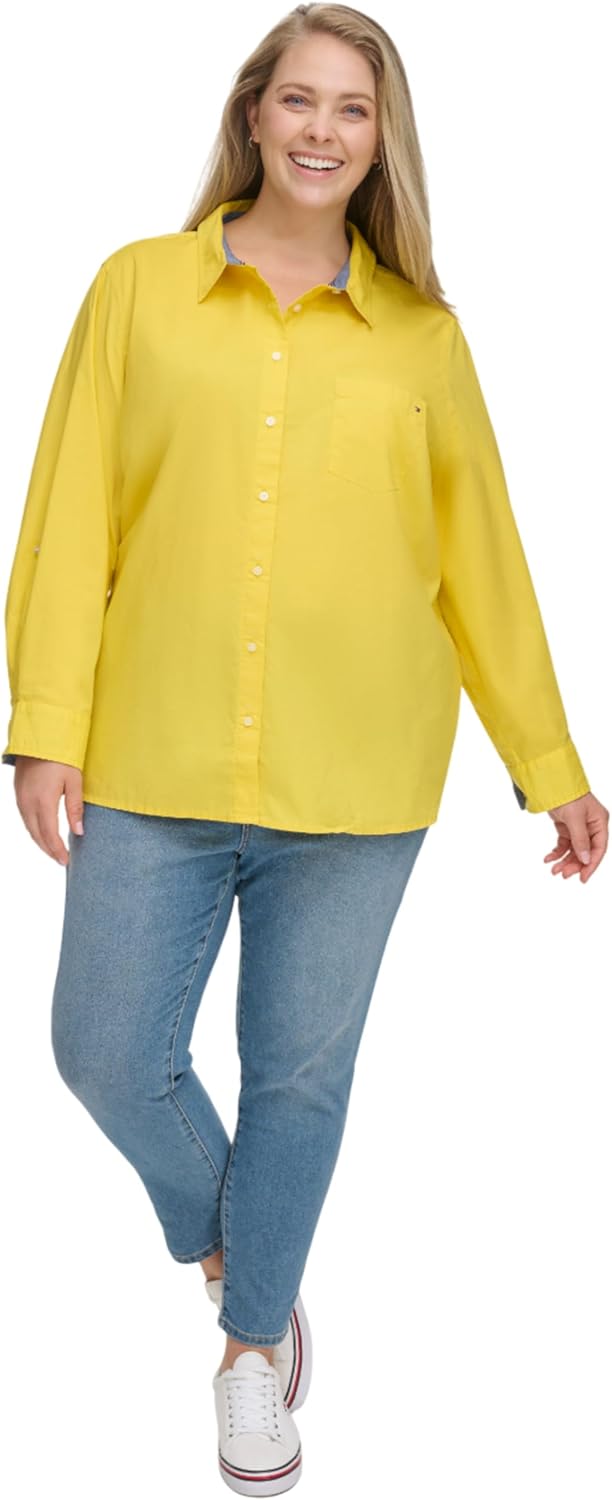 

Женская рубашка Tommy Hilfiger Roll Tab с застежкой на пуговицы (стандартные и большие размеры), Mango