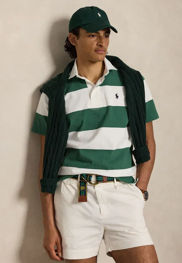 Футболка поло с коротким рукавом классического кроя Polo Ralph Lauren, античный зеленый/оксфордский белый — фото 4