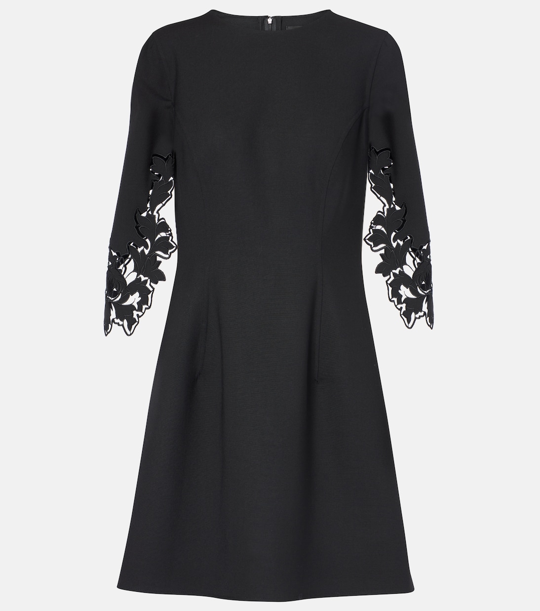 

Мини-платье из шерстяной смеси с вырезом в виде пиона Oscar de la Renta, черный