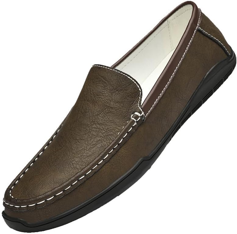 

Мужские кожаные лоферы Santimon с плоской подошвой, повседневные мокасины без шнурков, мягкие водители, легкие мокасины, коричневый
