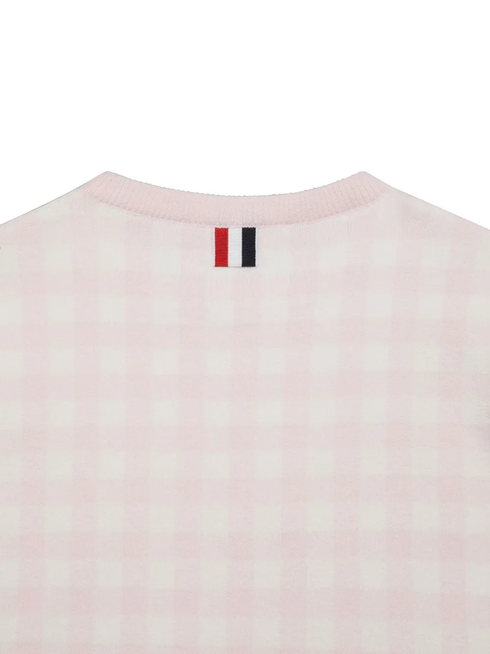 Свитер в клетку гингем с короткими рукавами Thom Browne Kids, розовый — фото 3