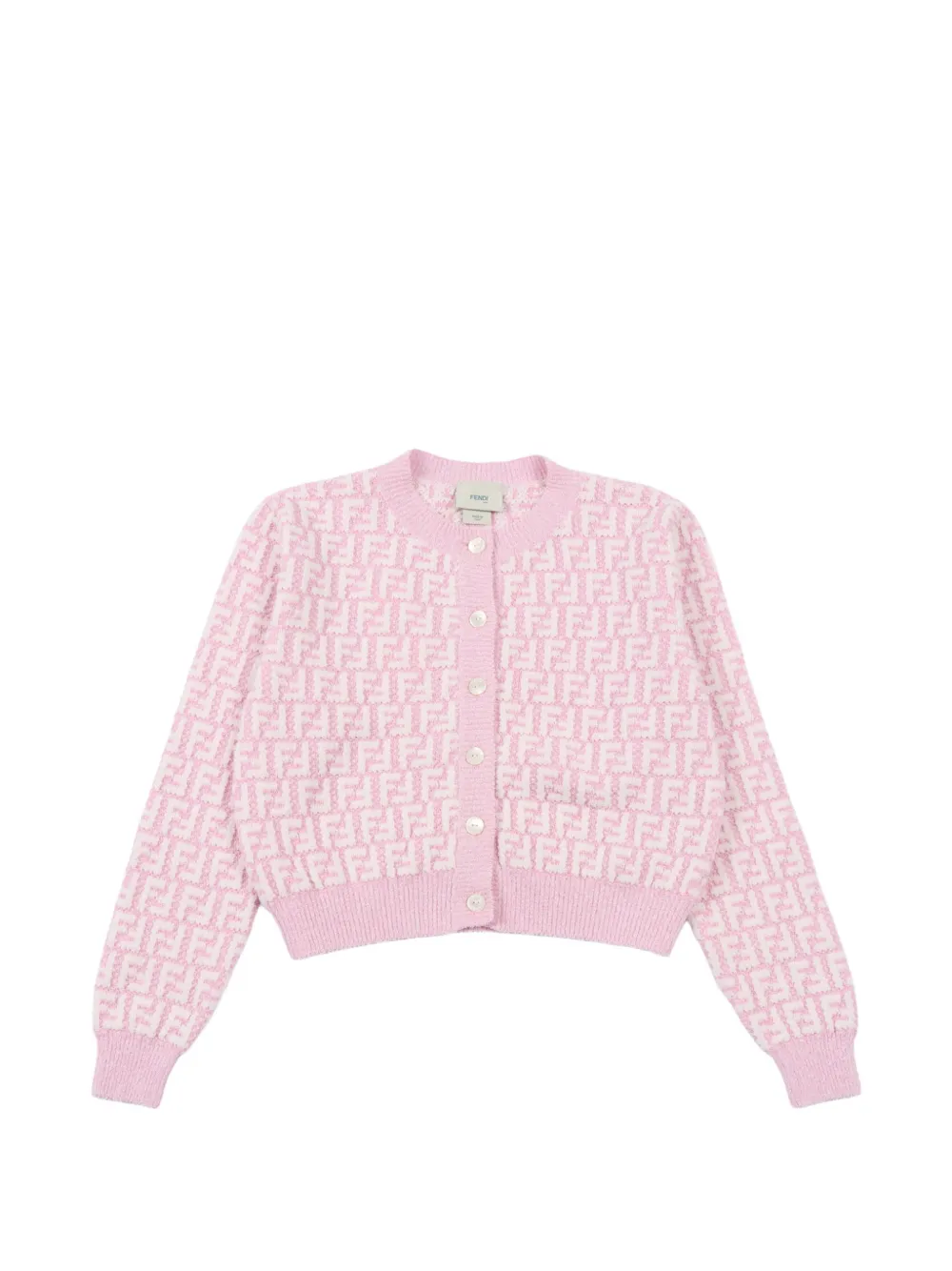 

Кардиган с длинными рукавами и мотивом FF Fendi Kids, розовый