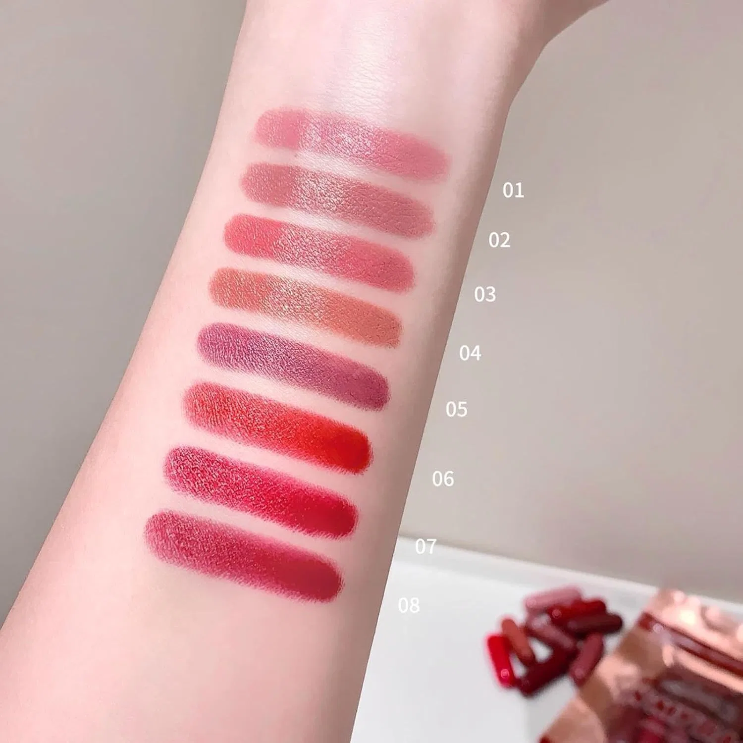Набор мини-помад 8 цветов, матовые, бальзам, Travel Lipstick Set — фото 4