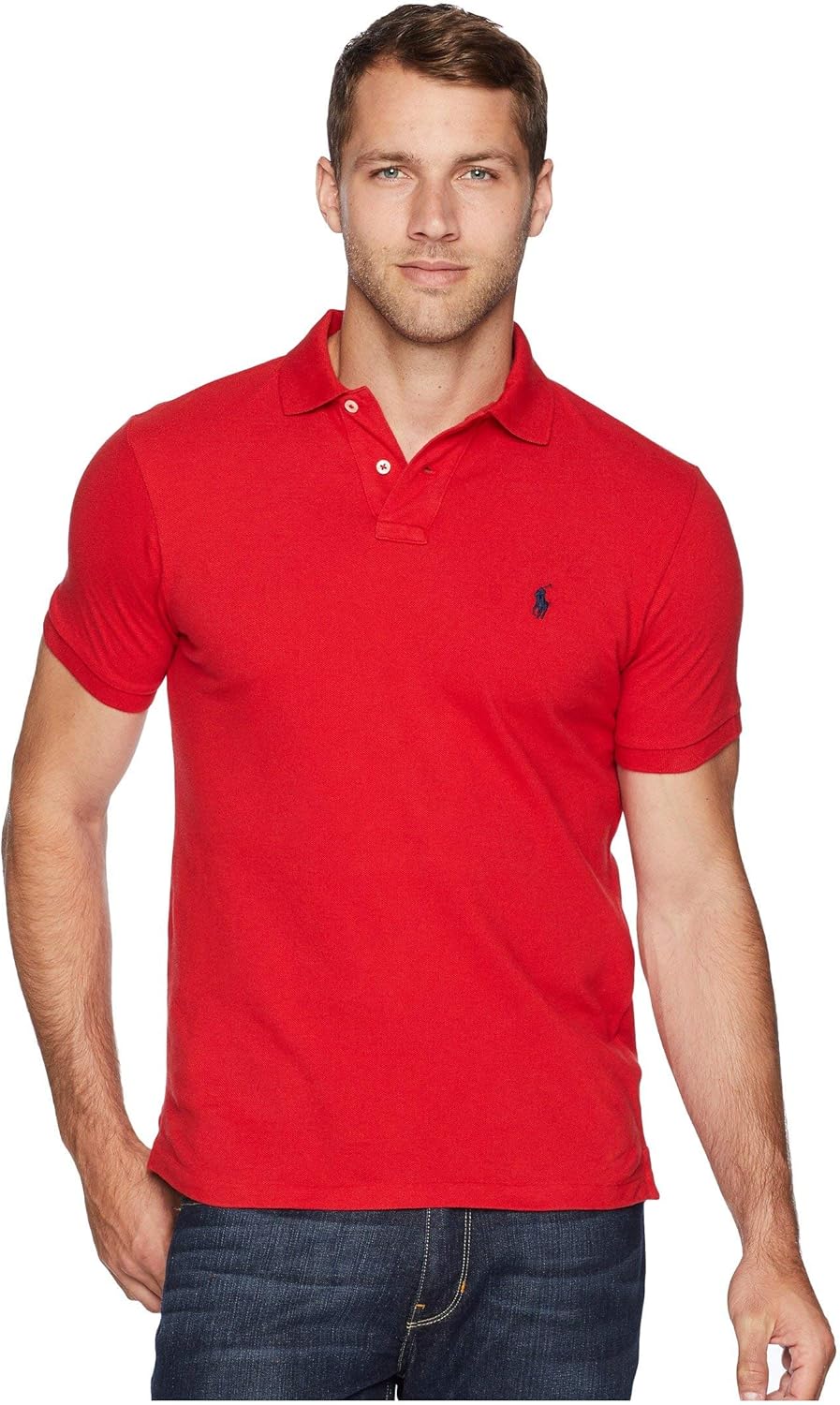

POLO RALPH LAUREN Мужская поло Custom Slim Fit Mesh, Red (Navy Pony), Красный, POLO RALPH LAUREN Мужская поло Custom Slim Fit Mesh, Red (Navy Pony)
