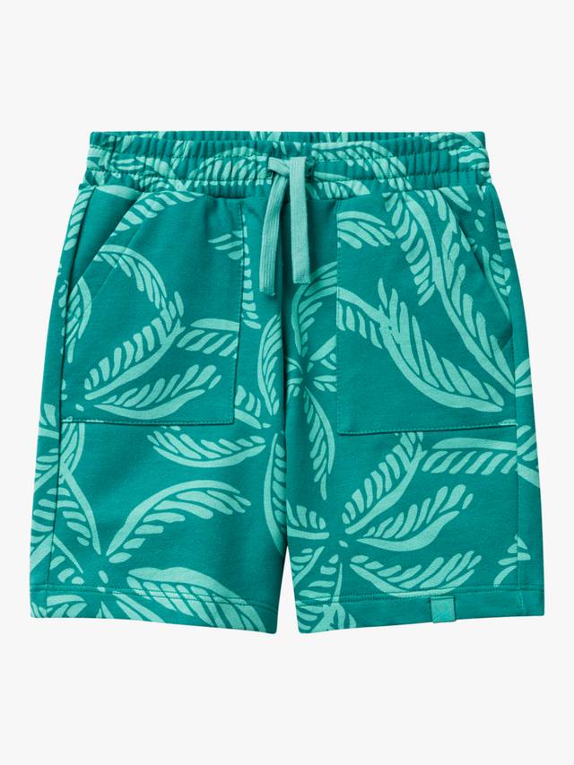 

Детские шорты из хлопкового флиса с лиственным принтом Benetton, Green/Multi