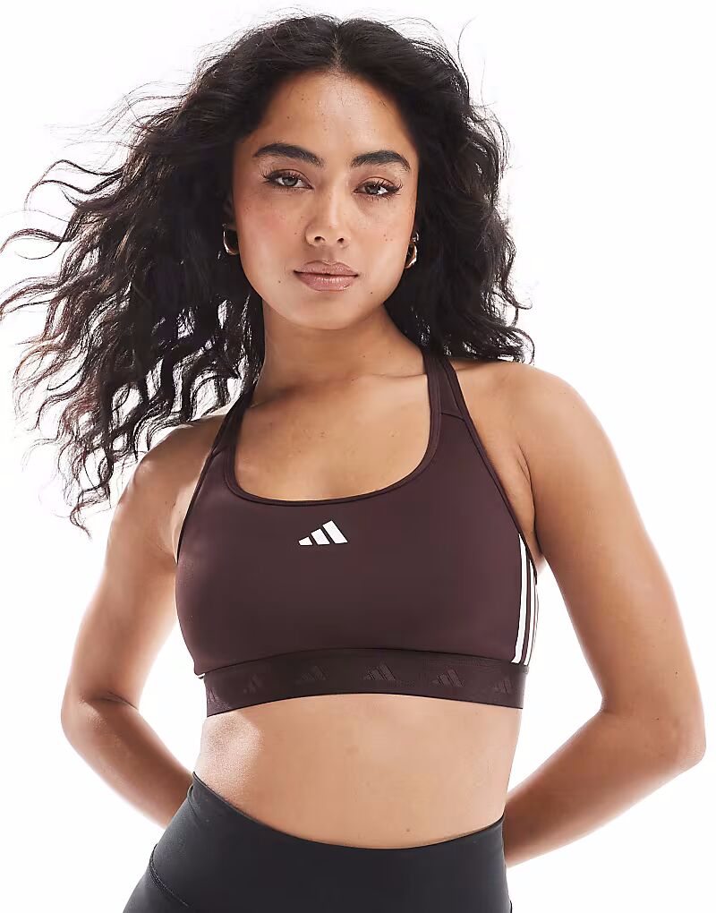 

Спортивный бюстгальтер средней поддержки Adidas Training Hyperglam коричневого цвета