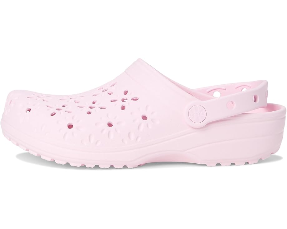 Сабо Unisex Crocs Classic Clogs with Floral Cut Out Design, цвет Pink Milk — фото 4