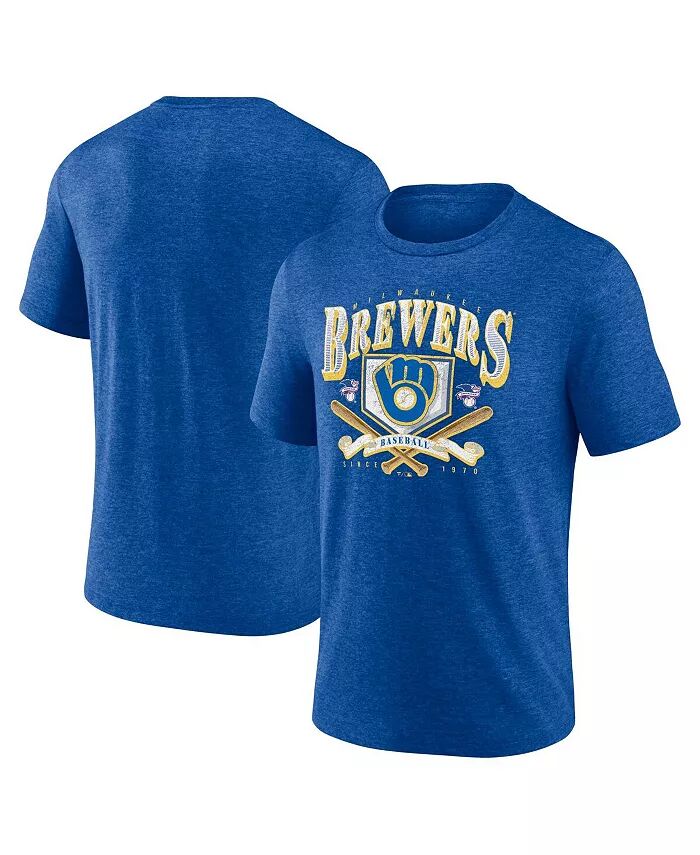 

Мужская футболка Heather Royal Milwaukee Brewers Home Team Tri-Blend Fanatics