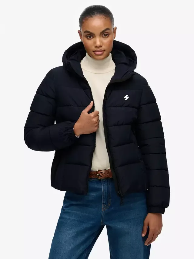 Пуховая куртка Spirit Sports с капюшоном, темно-синяя Superdry