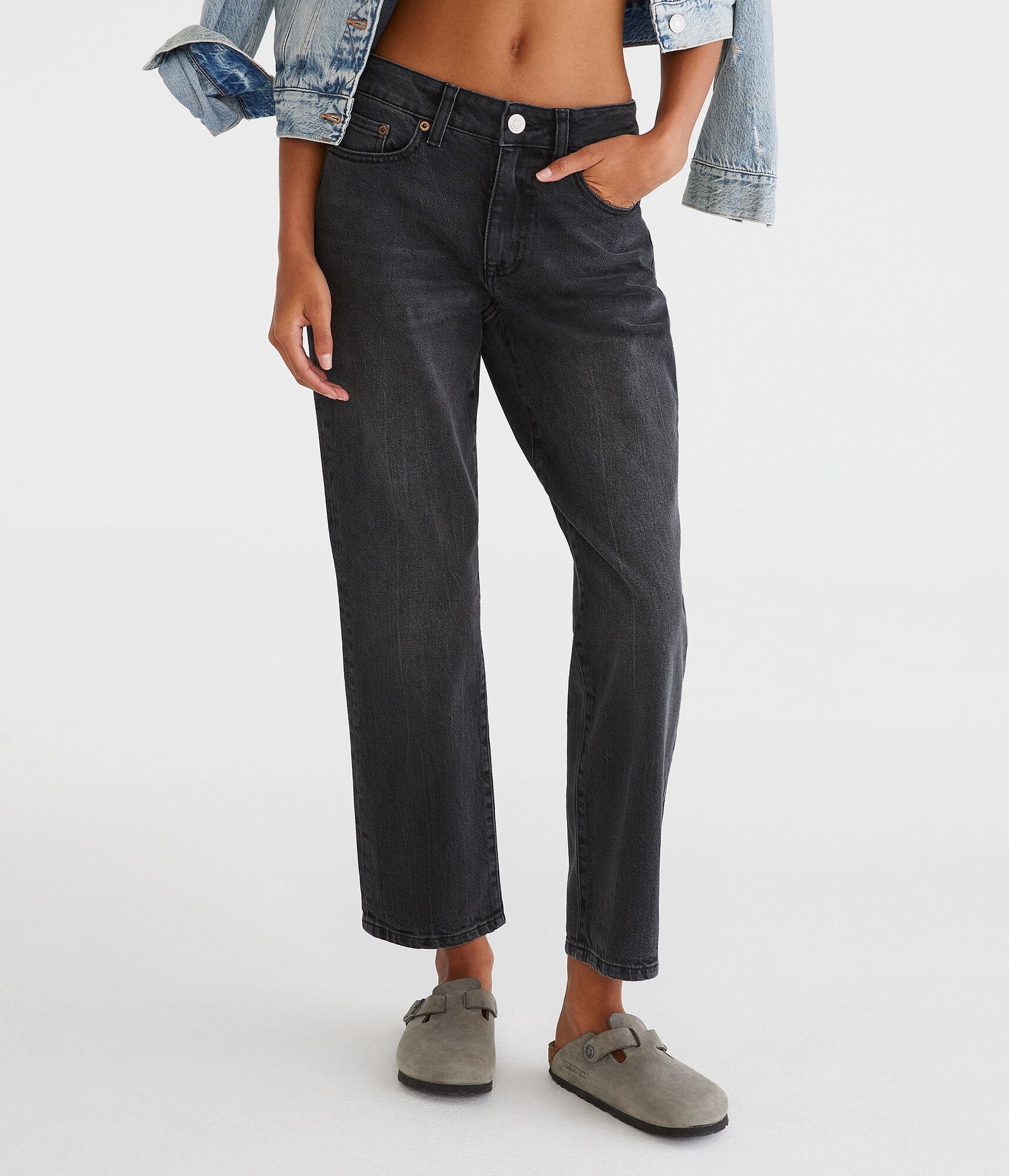 

Джинсы Aeropostale средней посадки, прямые, до щиколотки, цвет grey wash