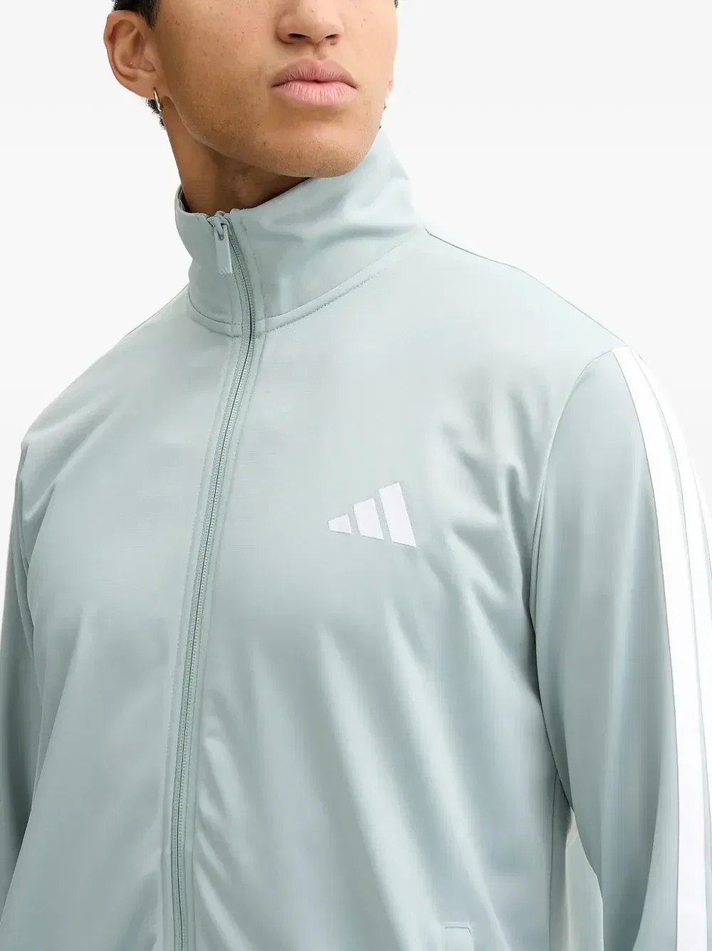 Спортивная куртка с полосатым логотипом Adidas, зеленый — фото 4