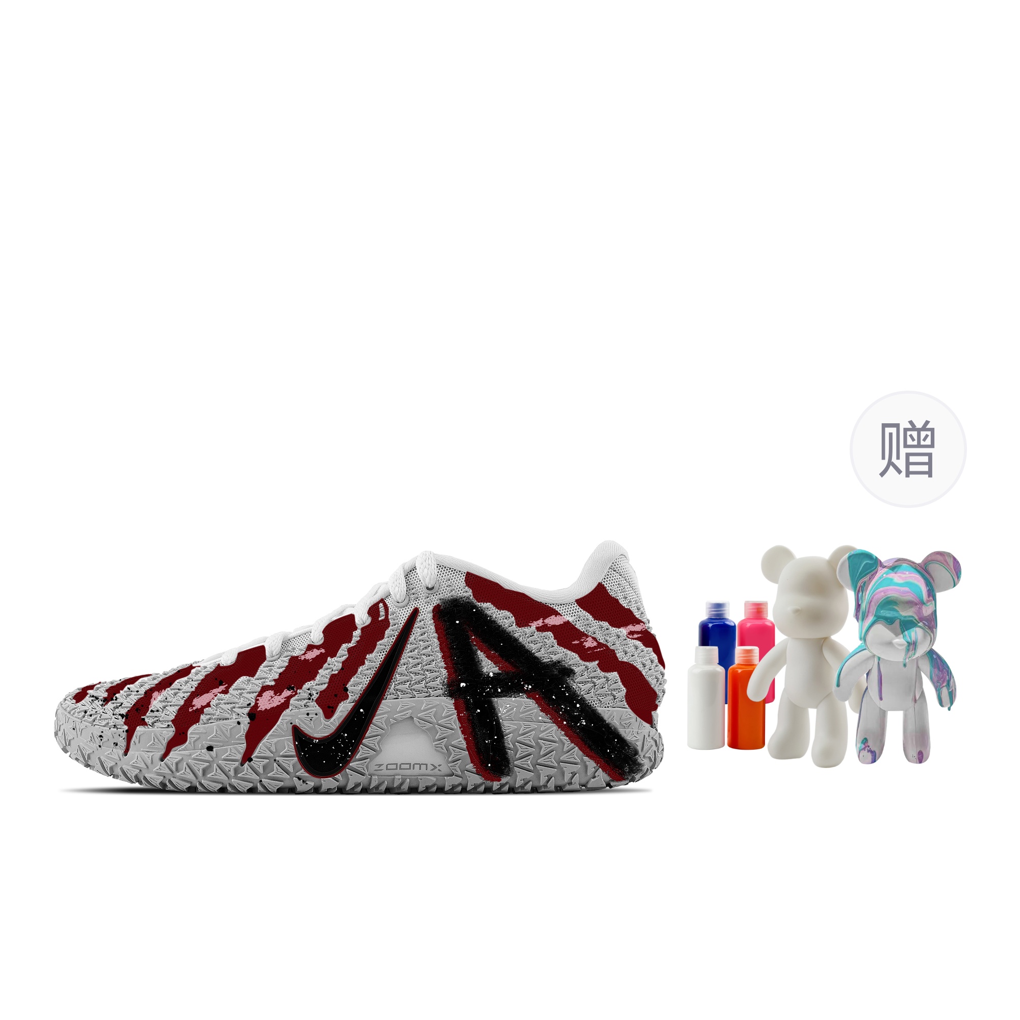 Nike Баскетбольные кроссовки Ja Morant 3 Twilight Red Secret, Fluid Bear, устойчивые к истиранию, низкие, унисекс, черно-красные