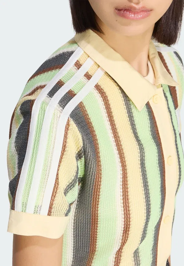 Блуза Adidas Originals Summer Glow Striped Cropped Button Down, светло-желтый — фото 4