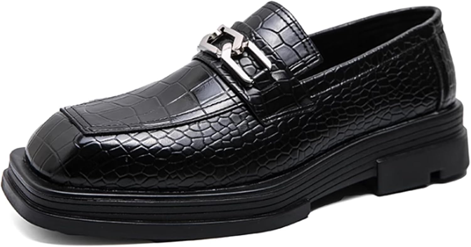 

Мужские кожаные массивные туфли-лоферы с классическим крокодиловым тиснением, деловые на платформе, с удобной подошвой, стиль пени-лоафер, комфортные офисные туфли Yherohg, черный