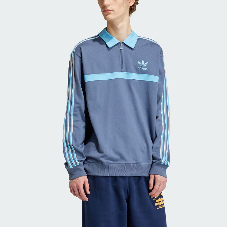 Хлопковая толстовка с воротником Adidas Adidas Originals, синий — фото 2