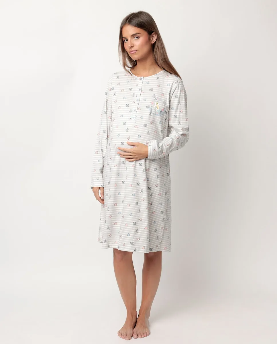

Длинная женская ночная рубашка из вязкой вискозы серого цвета Disney